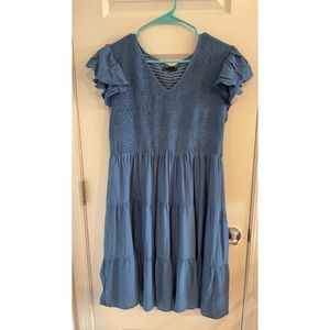 Flutter Sleeve Smocked A Line Dress